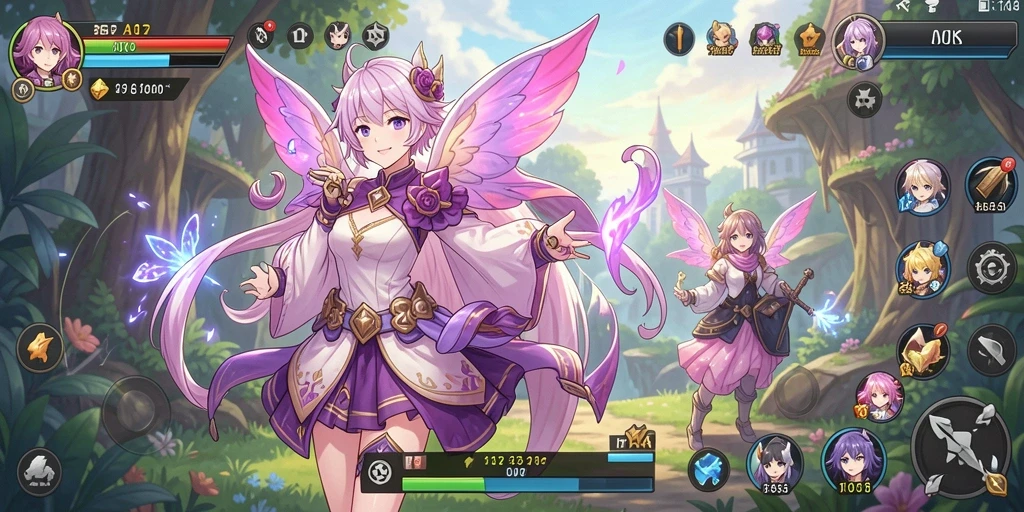 Screenshot AFAF menunjukkan karakter anime beraksi dalam pertarungan seru.