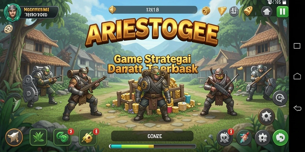 Tampilan gameplay menarik dalam ARIESTOGEL yang penuh strategi.
