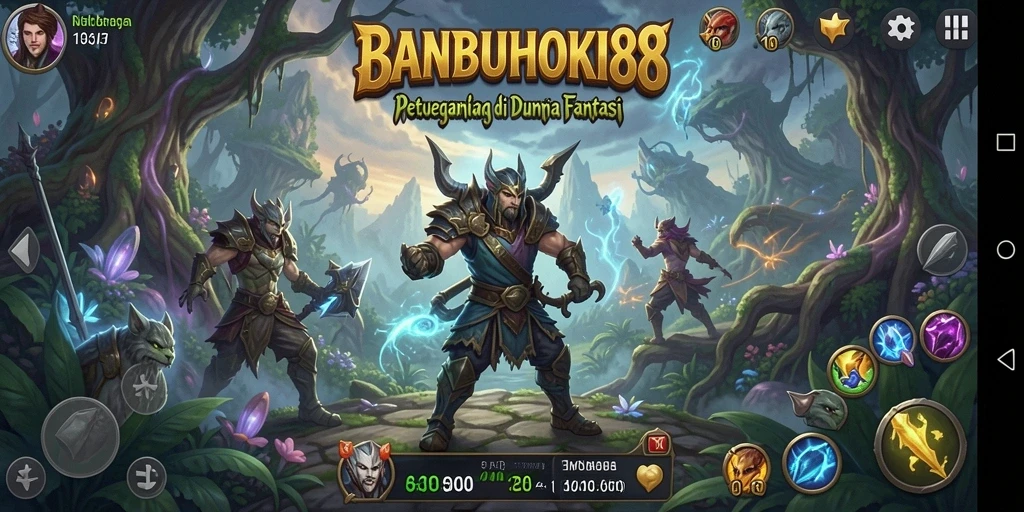 Tangkapan layar utama menampilkan aksi seru di dunia petualangan BANBUHOKI88.