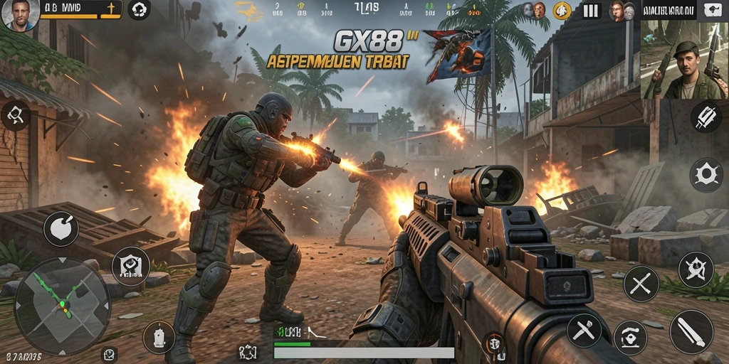 Tangkapan layar menunjukkan aksi seru dalam game TPS GX88.