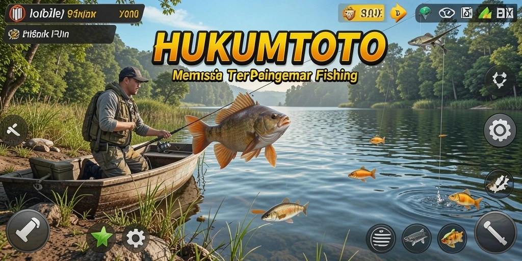 Gameplay HUKUMTOTO yang seru dengan pengalaman memancing yang mendebarkan.