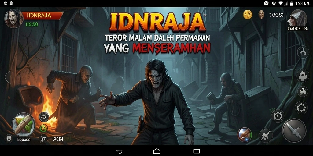 Screenshot gameplay IDNRAJA menampilkan suasana Horror yang mencekam.