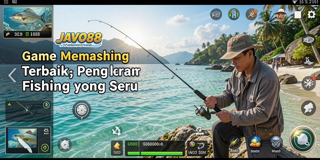 Gameplay JAVO88 yang menampilkan aksi memancing yang seru.
