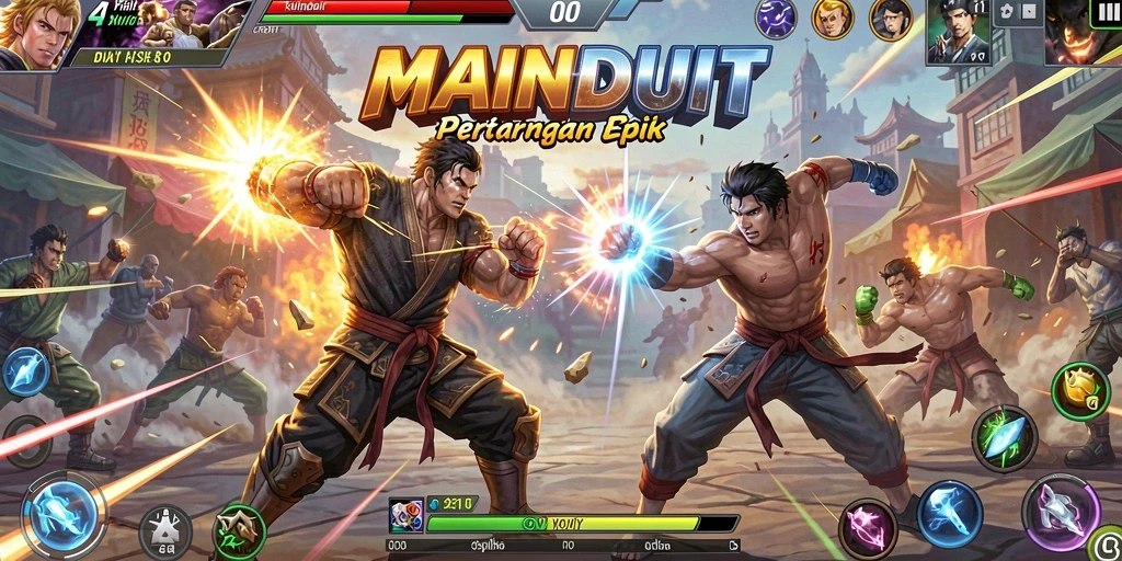Tampilan intens di gameplay pertarungan MAINDUIT yang mendebarkan.