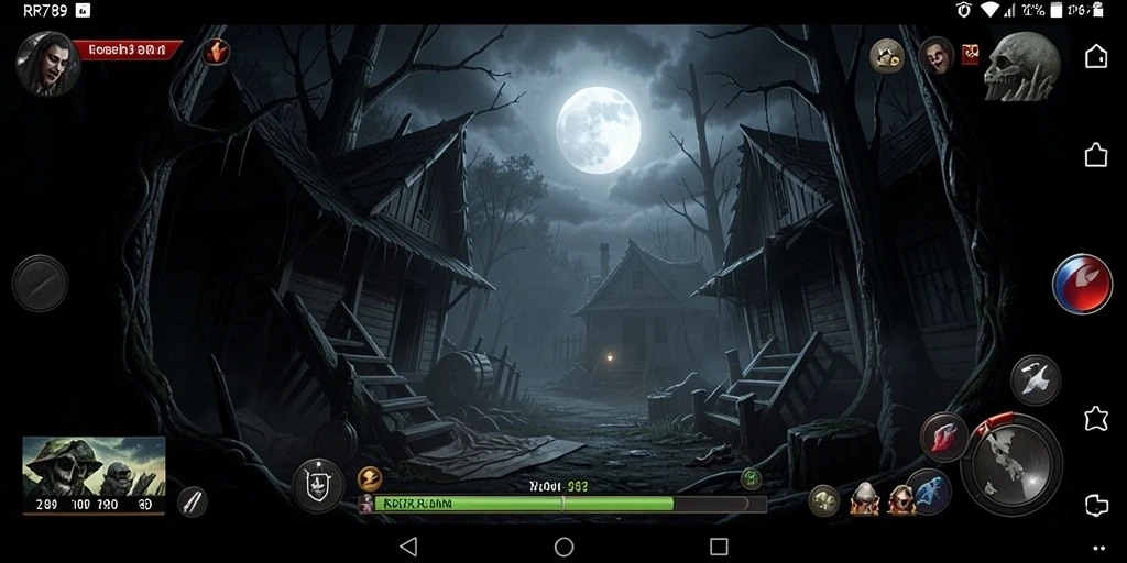 Screenshot gameplay RR789 menampilkan suasana menyeramkan dan kengerian yang mendebarkan.